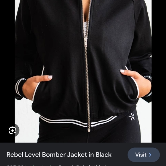 Adult Small Black Rebel Bomber Jacket - Picture 5 of 5